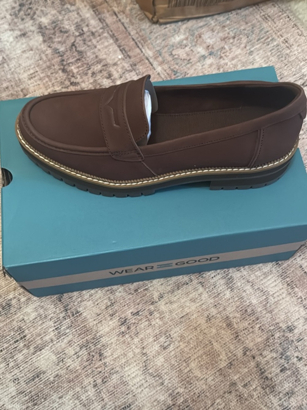 Toms Brown Leather-Style Penny Loafers